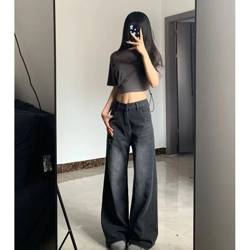 American Retro Black Wide-leg Jeans for Women in Autumn New Style Washable Old Loose Draped Straight Floor Pants Jorts Baggy
American Retro Black Wide-leg Jeans for Women in Autumn New Style Washable Old Loose Draped Straight Floor Pants Jorts Baggy