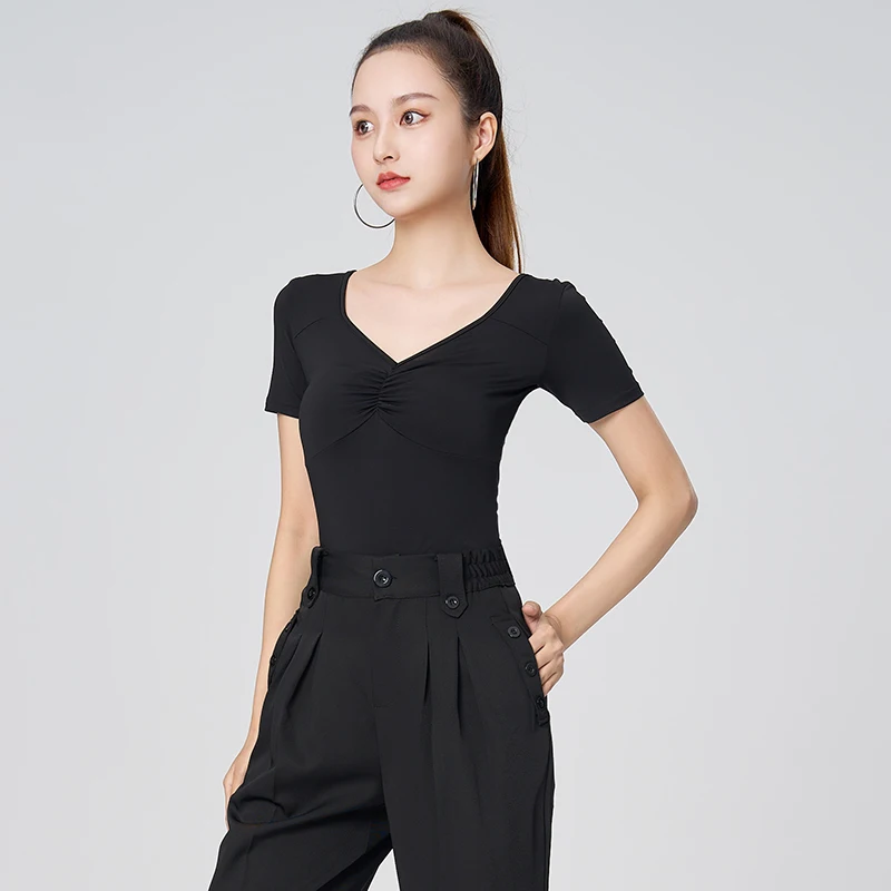 Women Black Short Sleeve Standard Latin Dance Top Professional Ballroom Competition Training Practice Dancewear Line dance top
Women Black Short Sleeve Standard Latin Dance Top Professional Ballroom Competition Training Practice Dancewear Line dance top