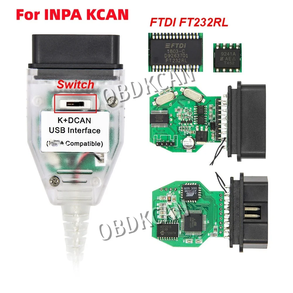 Диагностический инструмент K+DCAN K+CAN для BMW с USB-интерфейсом и переключателем, OBD2 сканер, автомобильный диагностический коннектор для серии BMW
Диагностический инструмент K+DCAN K+CAN для BMW с USB-интерфейсом и переключателем, OBD2 сканер, автомобильный диагностический коннектор для серии BMW