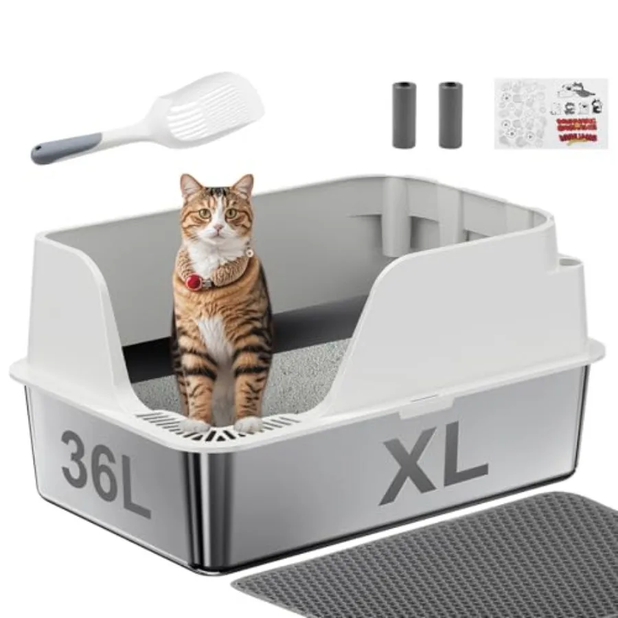 Non-Stick Stainless Steel Litter Box, XL Side Opening Splash-Proof and Leak-Proof Seamless Seal, Large Capacity, Cat Litter Box
Non-Stick Stainless Steel Litter Box, XL Side Opening Splash-Proof and Leak-Proof Seamless Seal, Large Capacity, Cat Litter Box