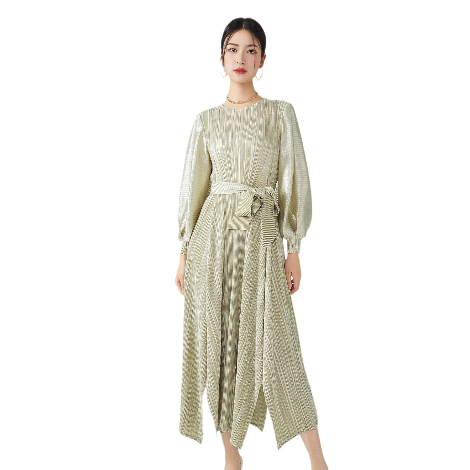 Plus Size Dress Women's Bronzing Lantern Sleeve Loose Belted Slimming Elegant Pleated Casual Dress No Body Limit 40-80kg
Plus Size Dress Women's Bronzing Lantern Sleeve Loose Belted Slimming Elegant Pleated Casual Dress No Body Limit 40-80kg