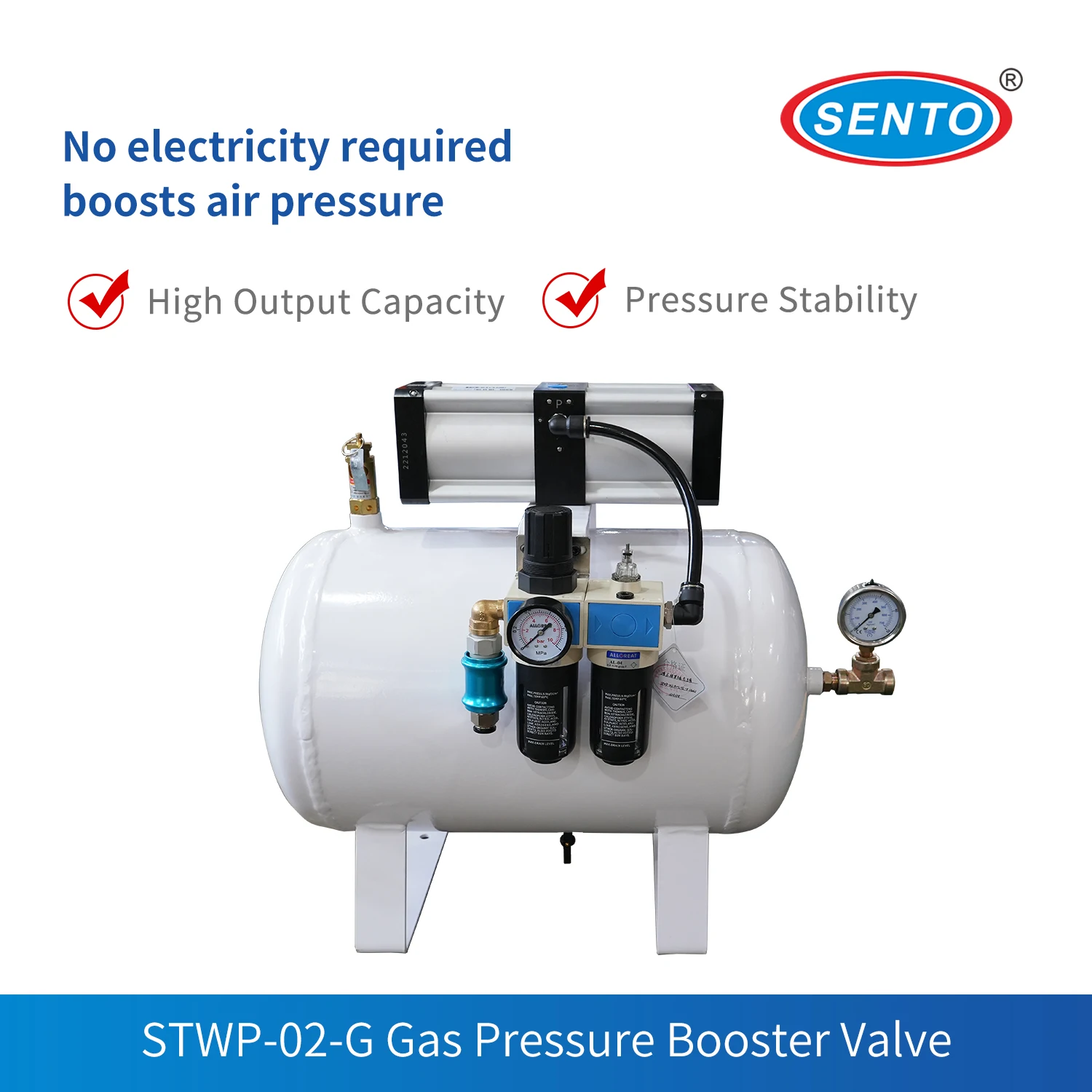 STWP-02-A-L-G(40L) 2x Ratio Fast Response Air/Nitrogen Booster Valve, Space Saving, Easy Maintenance
STWP-02-A-L-G(40L) 2x Ratio Fast Response Air/Nitrogen Booster Valve, Space Saving, Easy Maintenance