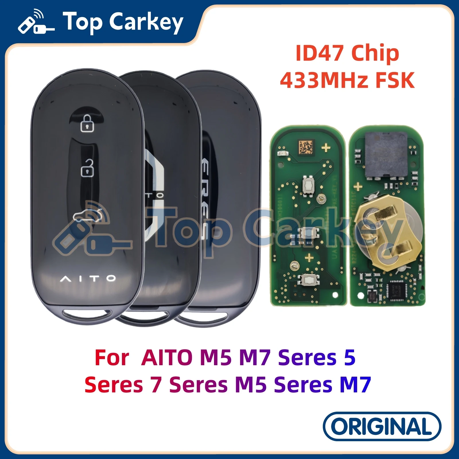 TopCarkey оригинальный OEM умный дистанционный брелок ID47 чип 433 МГц для AITO M5 M7 Seres 5 Seres 7 Seres M5 Seres M7
TopCarkey оригинальный OEM умный дистанционный брелок ID47 чип 433 МГц для AITO M5 M7 Seres 5 Seres 7 Seres M5 Seres M7