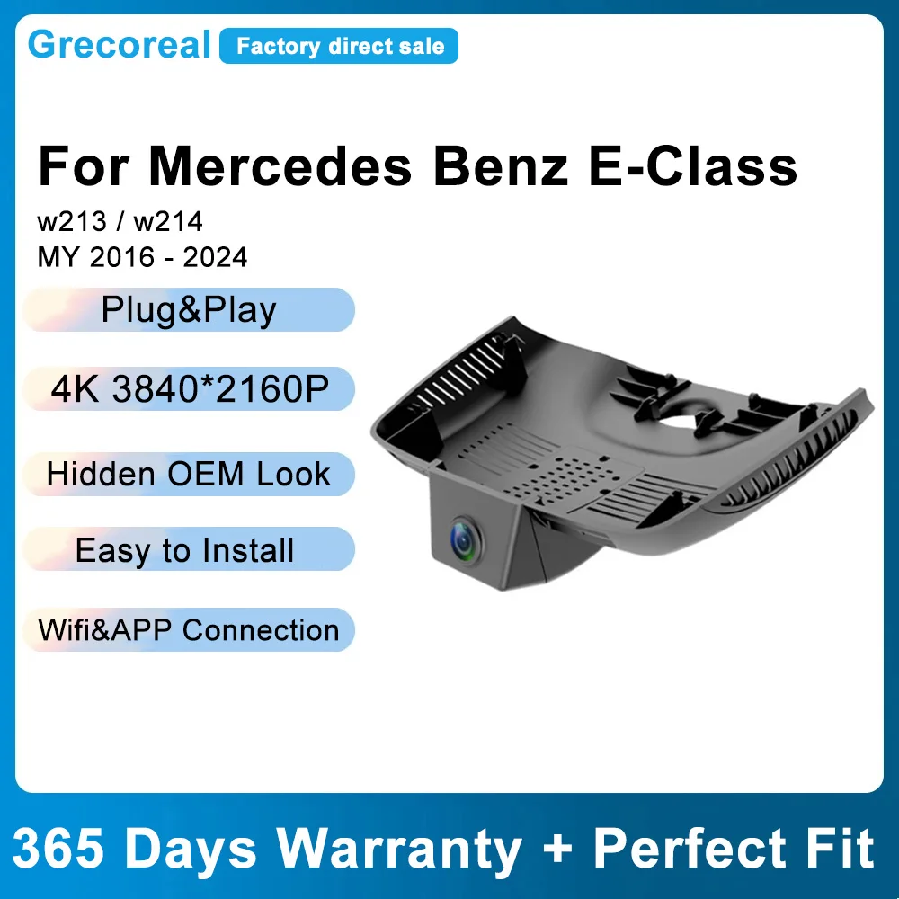 Grecoreal Dash Cam 4K Wifi Dual Dashcam Front and Rear Auto Car Recorder Compatible for Mercedes Benz E Class E-Class W213 W214
Grecoreal Dash Cam 4K Wifi Dual Dashcam Front and Rear Auto Car Recorder Compatible for Mercedes Benz E Class E-Class W213 W214