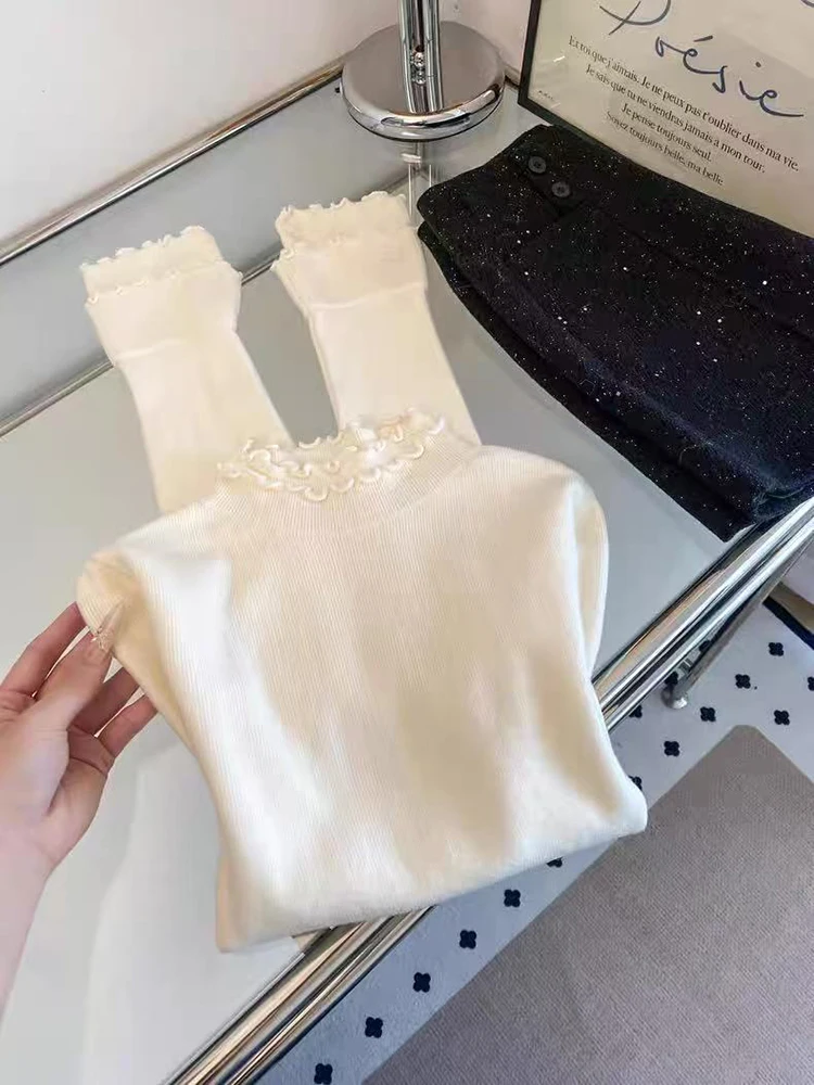 Sweet Ruffled Mock Neck Sweater Women Korean Winter Warm Slim Base Knitwear Female Solid Simple Long Sleeve Jumper New
Sweet Ruffled Mock Neck Sweater Women Korean Winter Warm Slim Base Knitwear Female Solid Simple Long Sleeve Jumper New