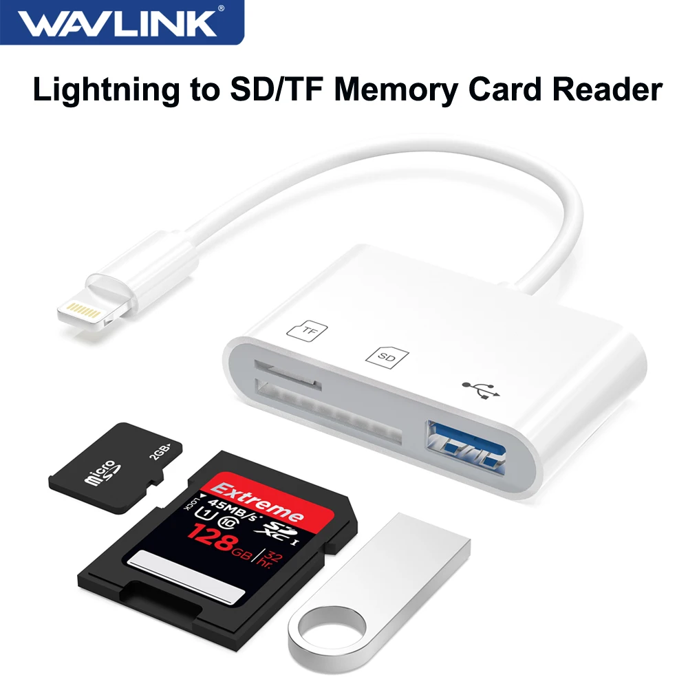 WAVLINK 3-in-1 Card Reader Lightning to SD/TF Card Adapter For iPhone iPad Supports Digital Camera SLR UAV Dash Cam Memory Card
WAVLINK 3-in-1 Card Reader Lightning to SD/TF Card Adapter For iPhone iPad Supports Digital Camera SLR UAV Dash Cam Memory Card