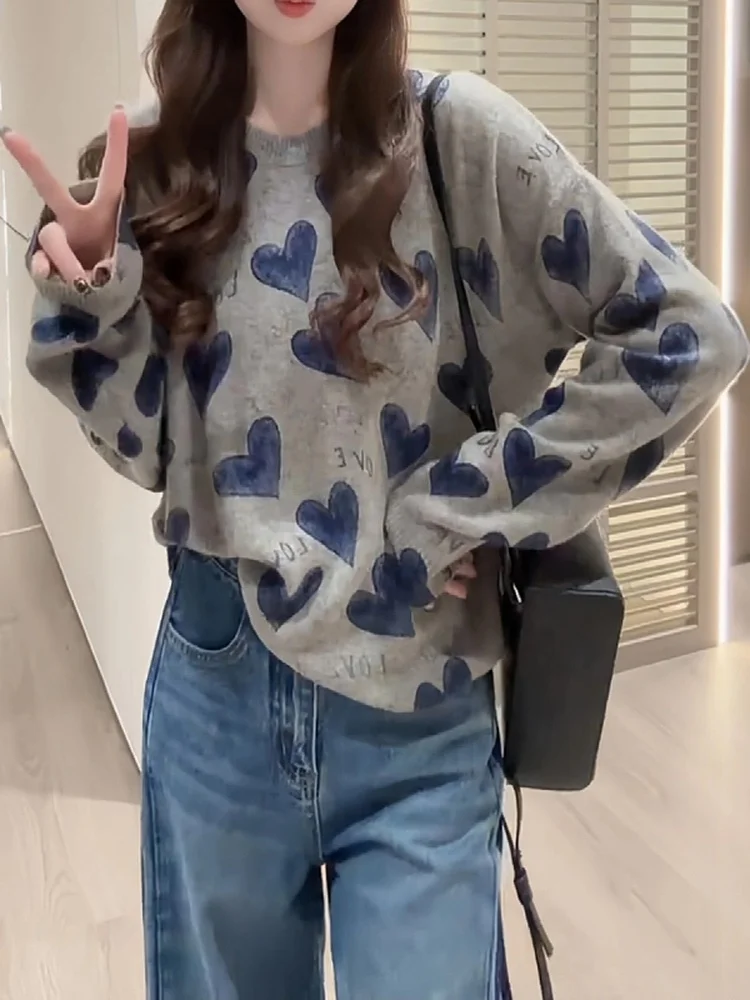 Loose Fit Knitted Sweater Women's Spring Design Heart Print Knitwear Top Comfortable Breathable Long Sleeve round Neck Sweats...
Loose Fit Knitted Sweater Women's Spring Design Heart Print Knitwear Top Comfortable Breathable Long Sleeve round Neck Sweats...