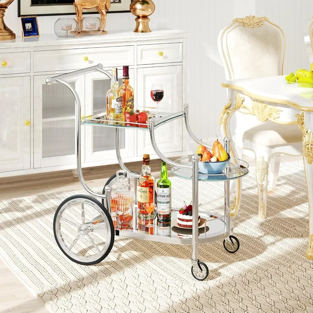 Glass Rolling Bar Cart, Rolling Serving Cart with 3-Tier Shelf, Directional Wheels & Universal Wheels, cart for Hotel, Club&Home
Glass Rolling Bar Cart, Rolling Serving Cart with 3-Tier Shelf, Directional Wheels & Universal Wheels, cart for Hotel, Club&Home
