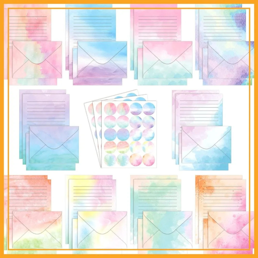 160 Pcs Stationery Paper Set, 50 Double Sided Papers with 50 Matching Envelopes and 60 Round Dot Stickers, 10 Designs (Watercolor, 5.5 x 8.25 Inch)
160 Pcs Stationery Paper Set, 50 Double Sided Papers with 50 Matching Envelopes and 60 Round Dot Stickers, 10 Designs (Watercolor, 5.5 x 8.25 Inch)
