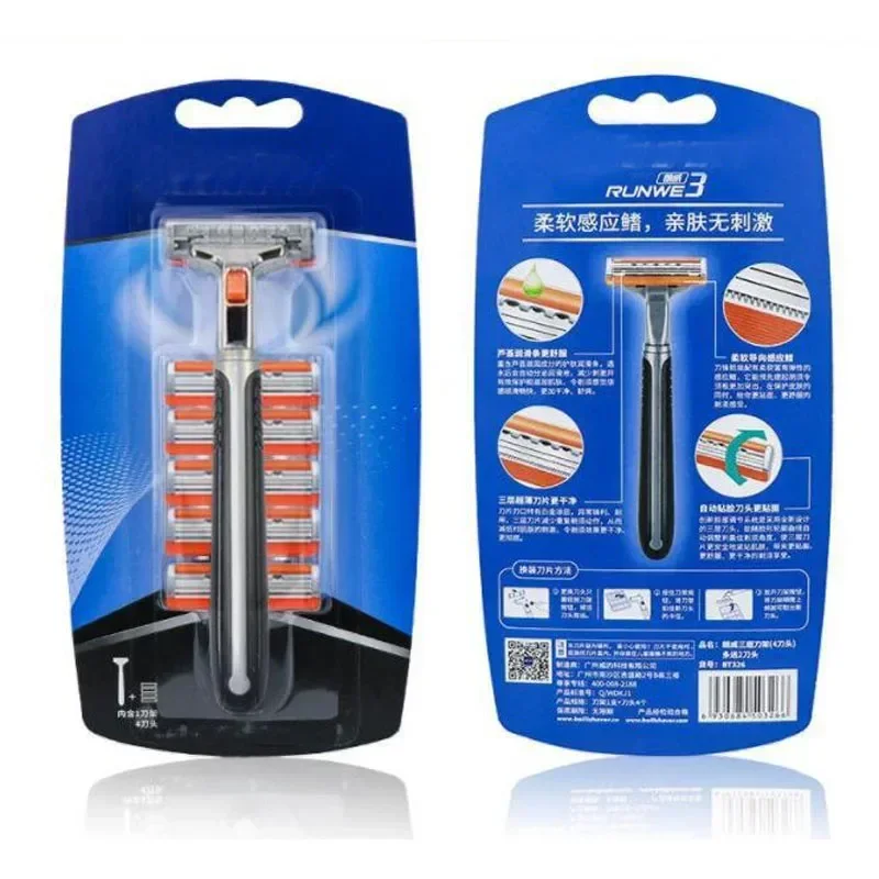 RUNWE RT326 3 Layer Blades Shaver Men'S Face Manual Razor Shaving Body Trimmer Shaver with 6pcs Replacement Blades Cassette
RUNWE RT326 3 Layer Blades Shaver Men'S Face Manual Razor Shaving Body Trimmer Shaver with 6pcs Replacement Blades Cassette