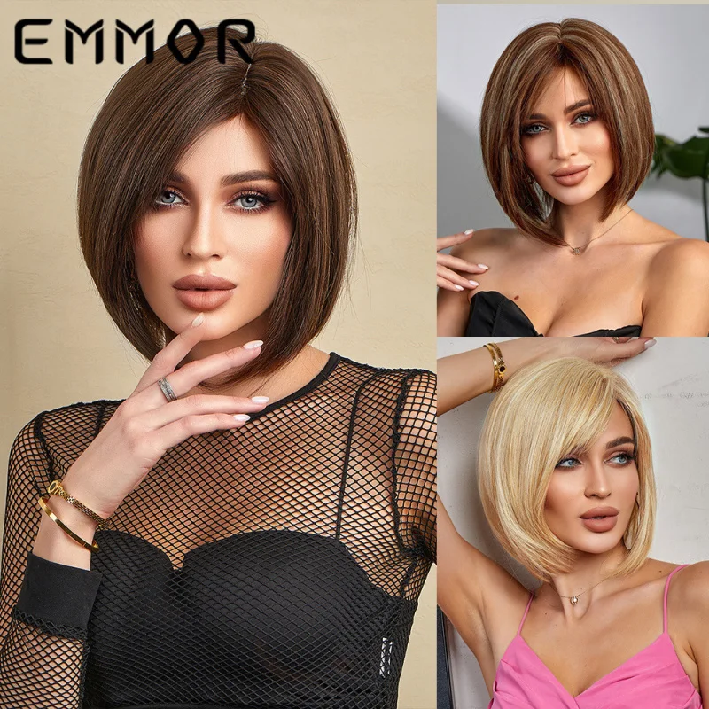 New style women's , side-parted short straight hair, summer hand-woven front, synthetic fiber full-head wig
New style women's , side-parted short straight hair, summer hand-woven front, synthetic fiber full-head wig