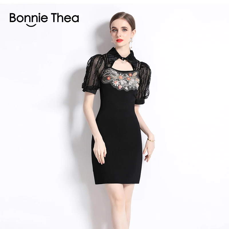 2023 Summer Lady Elegant Hepburn Black Dress Women Beaded Lace Short Sleeve Vintage Dresses Party Mini Vestidos
2023 Summer Lady Elegant Hepburn Black Dress Women Beaded Lace Short Sleeve Vintage Dresses Party Mini Vestidos
