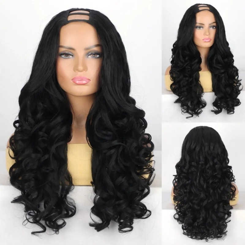Black fluffy U-shaped full with long curly hair and clips, half wig U Part Wigs
Black fluffy U-shaped full with long curly hair and clips, half wig U Part Wigs