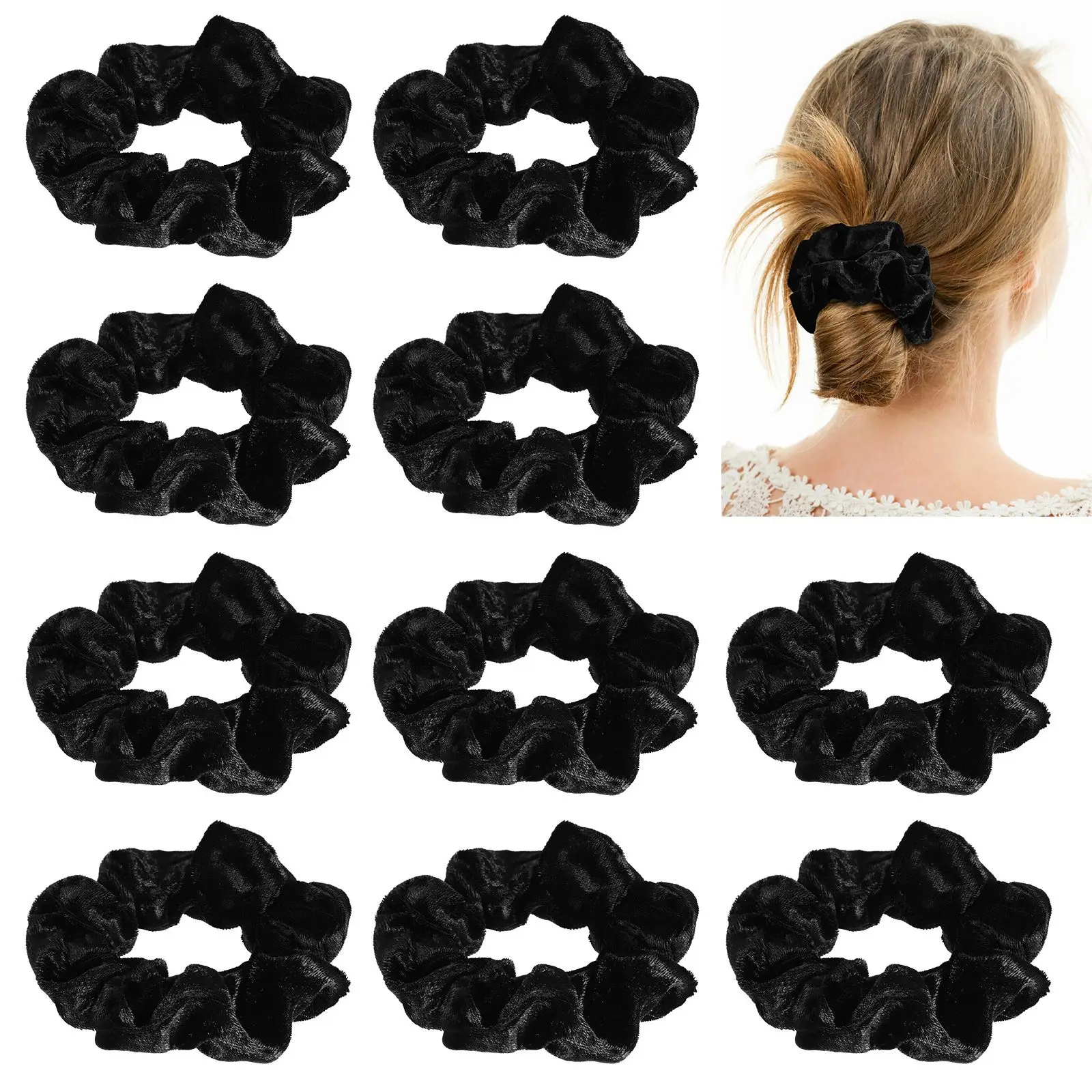 10 Velvet Hair Scrunchies Elastic Bands for Women Girls High Quality Stretchable Ponytail Holders Black Color Daily Use
10 Velvet Hair Scrunchies Elastic Bands for Women Girls High Quality Stretchable Ponytail Holders Black Color Daily Use