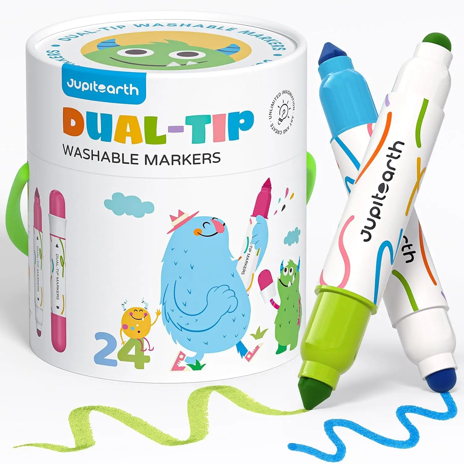 Washable Dual Tip Markers for Kids, 24 Colors, Broad & Fine Tips, Portable Case, Safe for Toddlers
Washable Dual Tip Markers for Kids, 24 Colors, Broad & Fine Tips, Portable Case, Safe for Toddlers