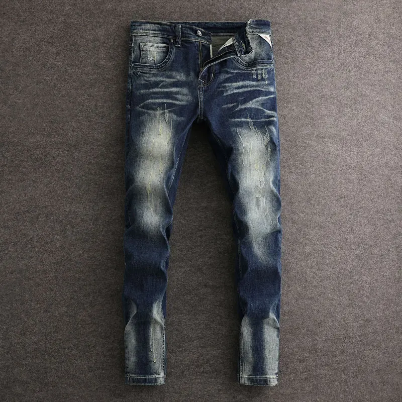 Newly Designer Fashion Men Jeans High Quality Retro Washed Blue Stretch Slim Fit Ripped Jeans Men Vintage Denim Pants Hombre
Newly Designer Fashion Men Jeans High Quality Retro Washed Blue Stretch Slim Fit Ripped Jeans Men Vintage Denim Pants Hombre