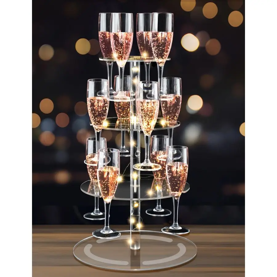 Трехуровневая прозрачная акриловая башня для шампанского с гирляндой, подставка для 12 бокалов, винная полка, башня для напитков для свадеб, вечеринок, баров
Трехуровневая прозрачная акриловая башня для шампанского с гирляндой, подставка для 12 бокалов, винная полка, башня для напитков для свадеб, вечеринок, баров