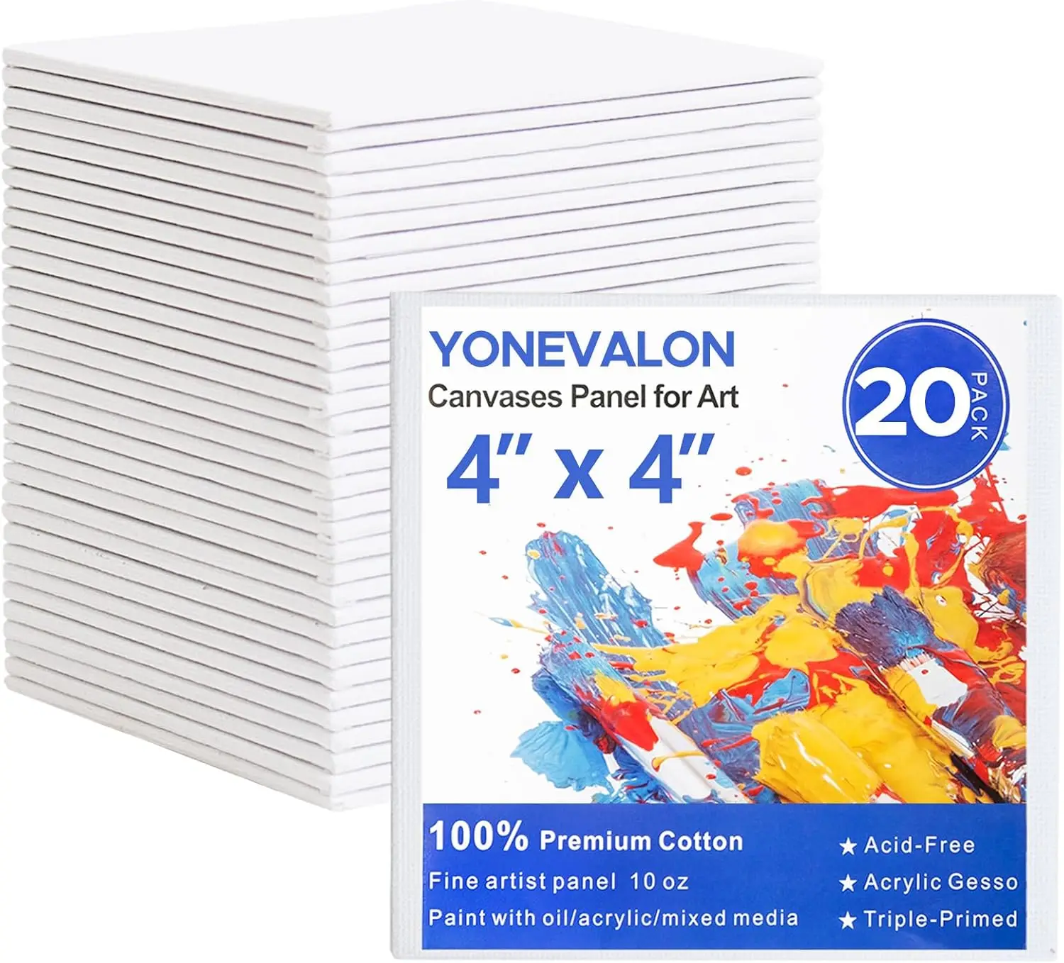 4x4 Inch Mini Canvas 20-Pack, Pre-Primed Cotton Panels for Acrylic, Oil, Watercolor
4x4 Inch Mini Canvas 20-Pack, Pre-Primed Cotton Panels for Acrylic, Oil, Watercolor
