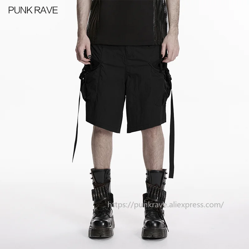 PUNK RAVE Men's Woven & Breathable Mesh Lining Cargo Shorts 3D Pockets Cold Hard Texture Black Casual Capri Pants
PUNK RAVE Men's Woven & Breathable Mesh Lining Cargo Shorts 3D Pockets Cold Hard Texture Black Casual Capri Pants