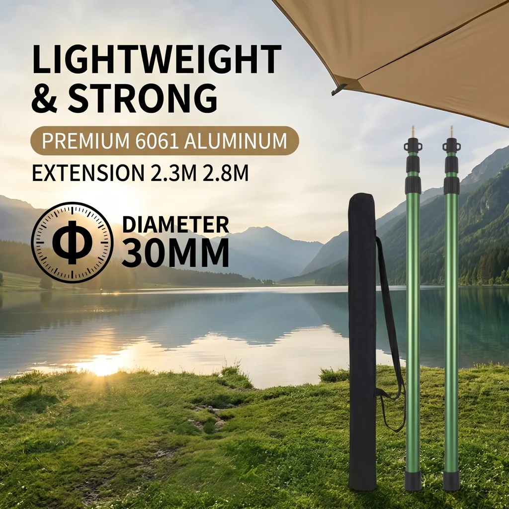 Aluminum Telescopic Tent Poles Set, 30MM Heavy Duty Telescoping Tarp Poles Kit for Camping Awning Shelter, Stakes & Rope
Aluminum Telescopic Tent Poles Set, 30MM Heavy Duty Telescoping Tarp Poles Kit for Camping Awning Shelter, Stakes & Rope