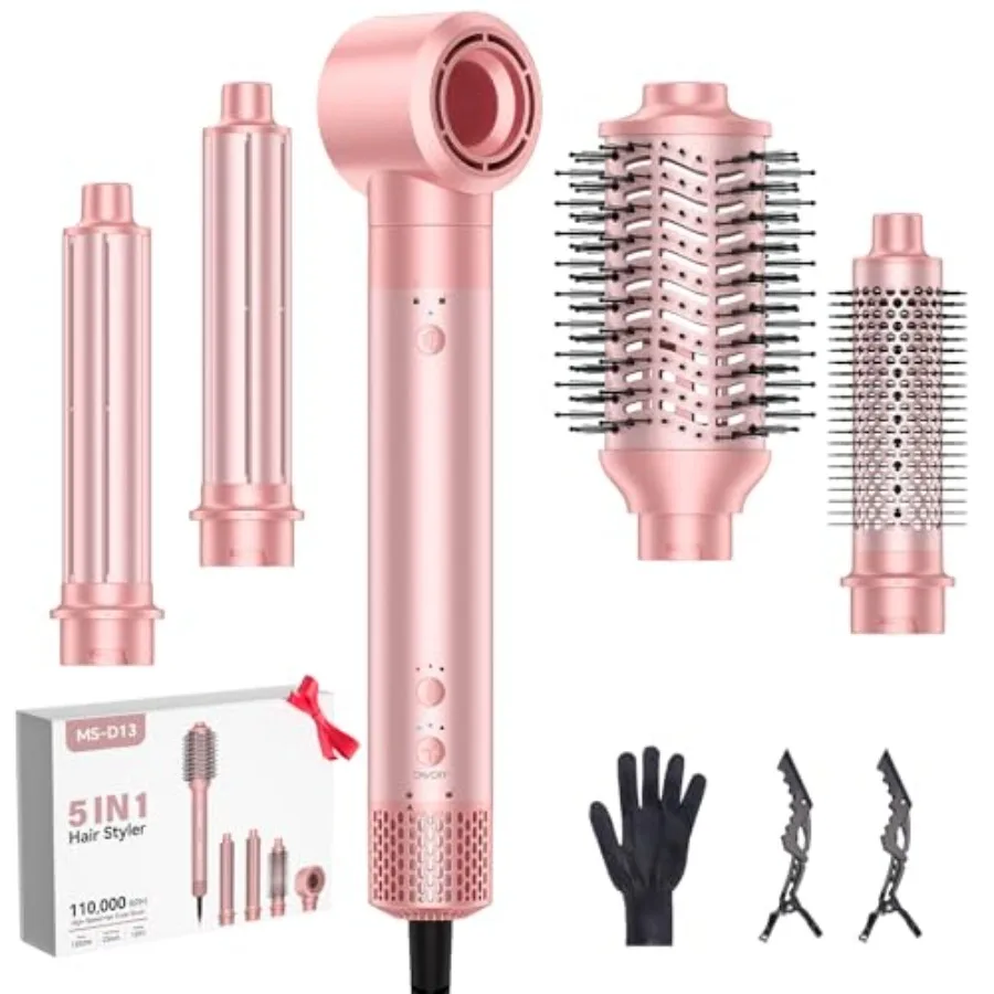 Многофункциональный стайлер для волос 5-в-1: фен-щетка с автоматической завивкой локонов, 110 000 об/мин, ионный стайлер для быстрой сушки, завивки и укладки
Многофункциональный стайлер для волос 5-в-1: фен-щетка с автоматической завивкой локонов, 110 000 об/мин, ионный стайлер для быстрой сушки, завивки и укладки