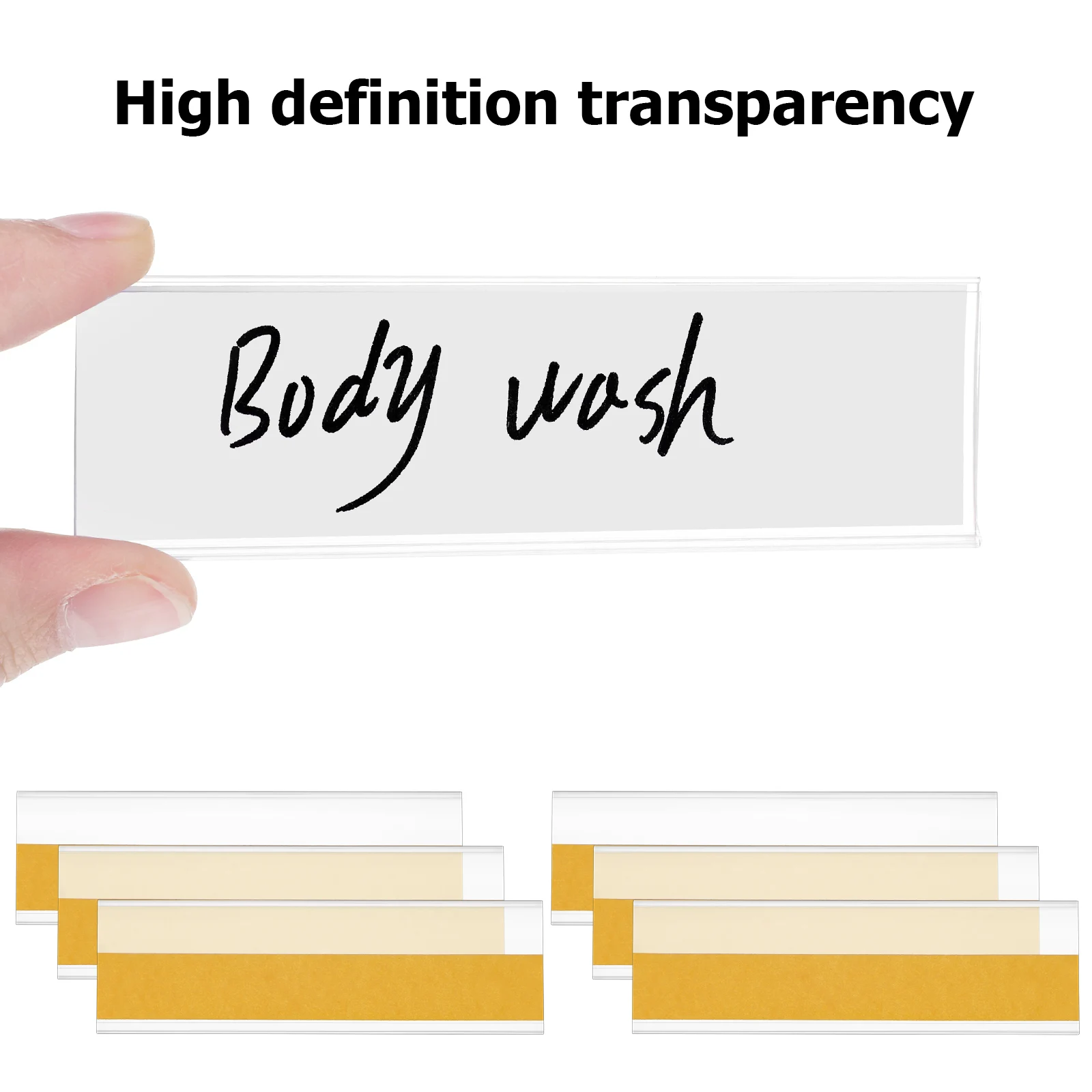 100Pcs Transparent Self Adhesive Label Holders Tear Resistant PVC Shelf Clips Wire Shelf Labels for Kitchen Storage 
100Pcs Transparent Self Adhesive Label Holders Tear Resistant PVC Shelf Clips Wire Shelf Labels for Kitchen Storage