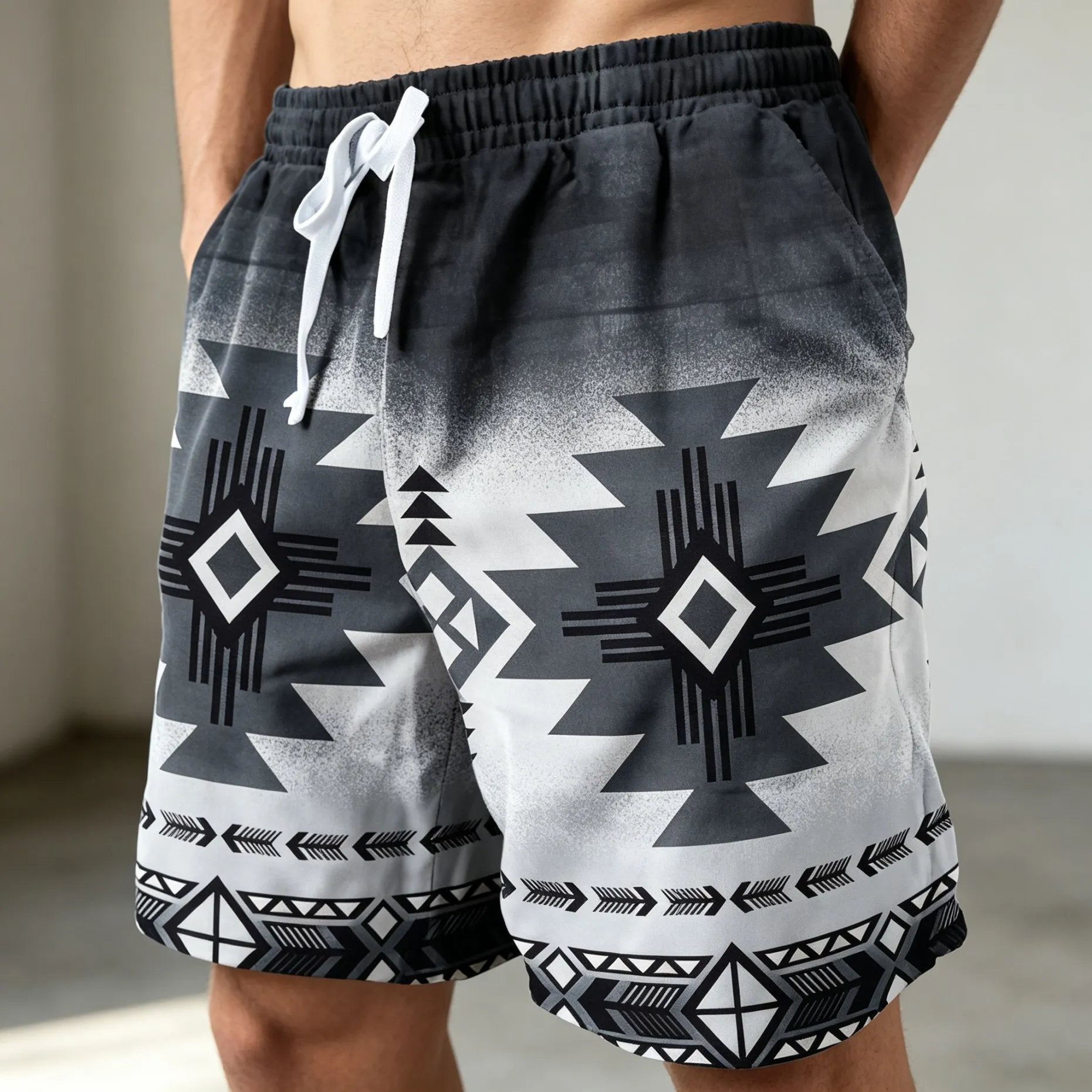 Men's Drawstring Waist Aztec Tribal Geometric Print Casual Shorts, Ethnic Style Bottoms for Summer Daily Outdoor Vacation Wear
Men's Drawstring Waist Aztec Tribal Geometric Print Casual Shorts, Ethnic Style Bottoms for Summer Daily Outdoor Vacation Wear
