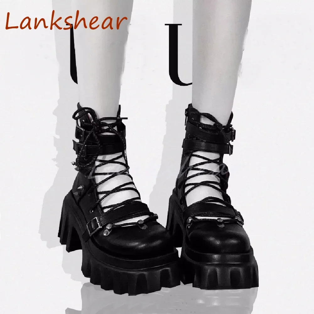 Belt Buckle Thick Sole Women Boots Shallow Ankle Punk Solid Fashion Genuine Leather Summer Niche Design Women Shoes New Arrivals
Belt Buckle Thick Sole Women Boots Shallow Ankle Punk Solid Fashion Genuine Leather Summer Niche Design Women Shoes New Arrivals