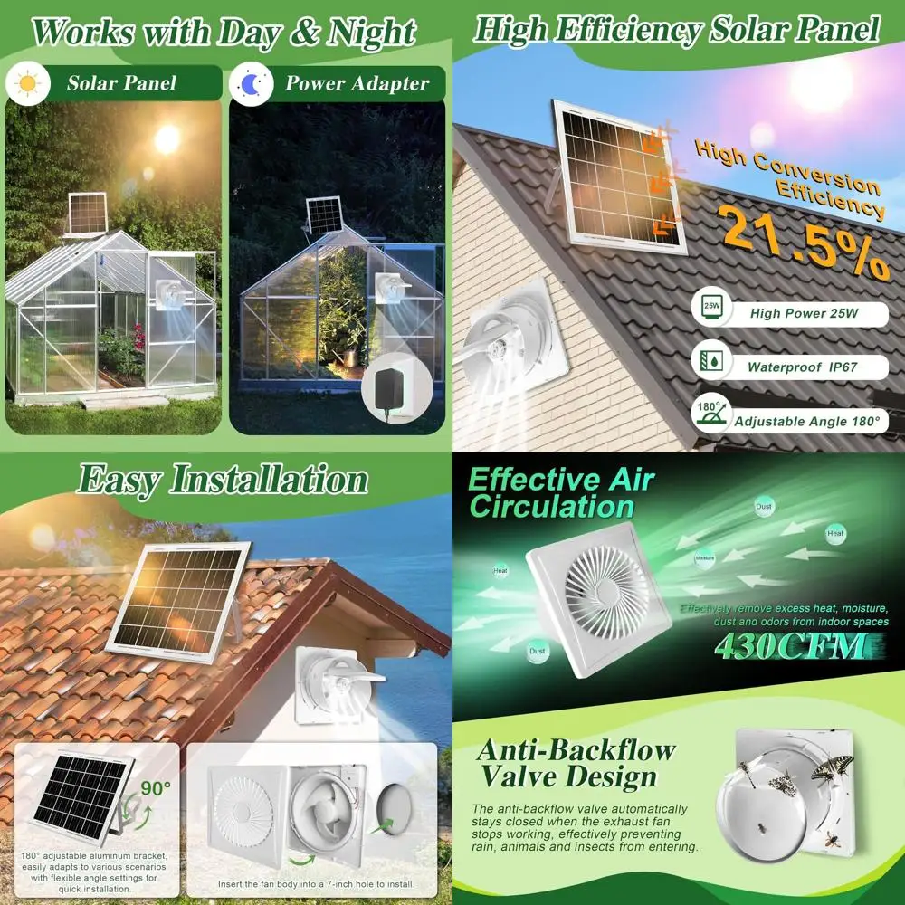 25W High-Speed Powered Exhaust Fan with 8 Ventilation for Sheds, Chicken Coops, and Greenhouses (White)
25W High-Speed Powered Exhaust Fan with 8 Ventilation for Sheds, Chicken Coops, and Greenhouses (White)