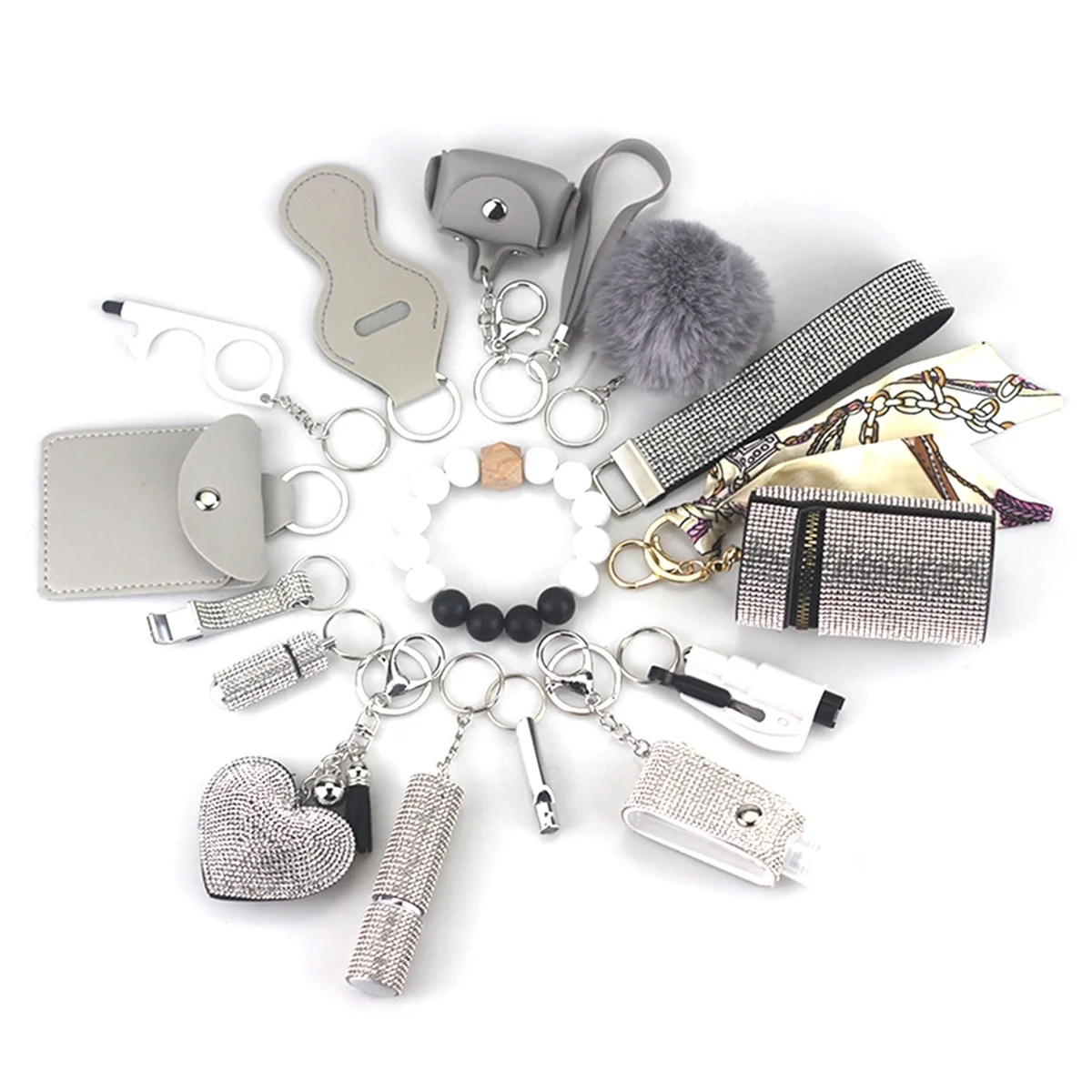 CGG-Keychain Pendant Set for Woman with Pom Pom Ball,Lip Balm Lanyard,Whistle,Travel Bottle Holder,Bottle Open Gray
CGG-Keychain Pendant Set for Woman with Pom Pom Ball,Lip Balm Lanyard,Whistle,Travel Bottle Holder,Bottle Open Gray