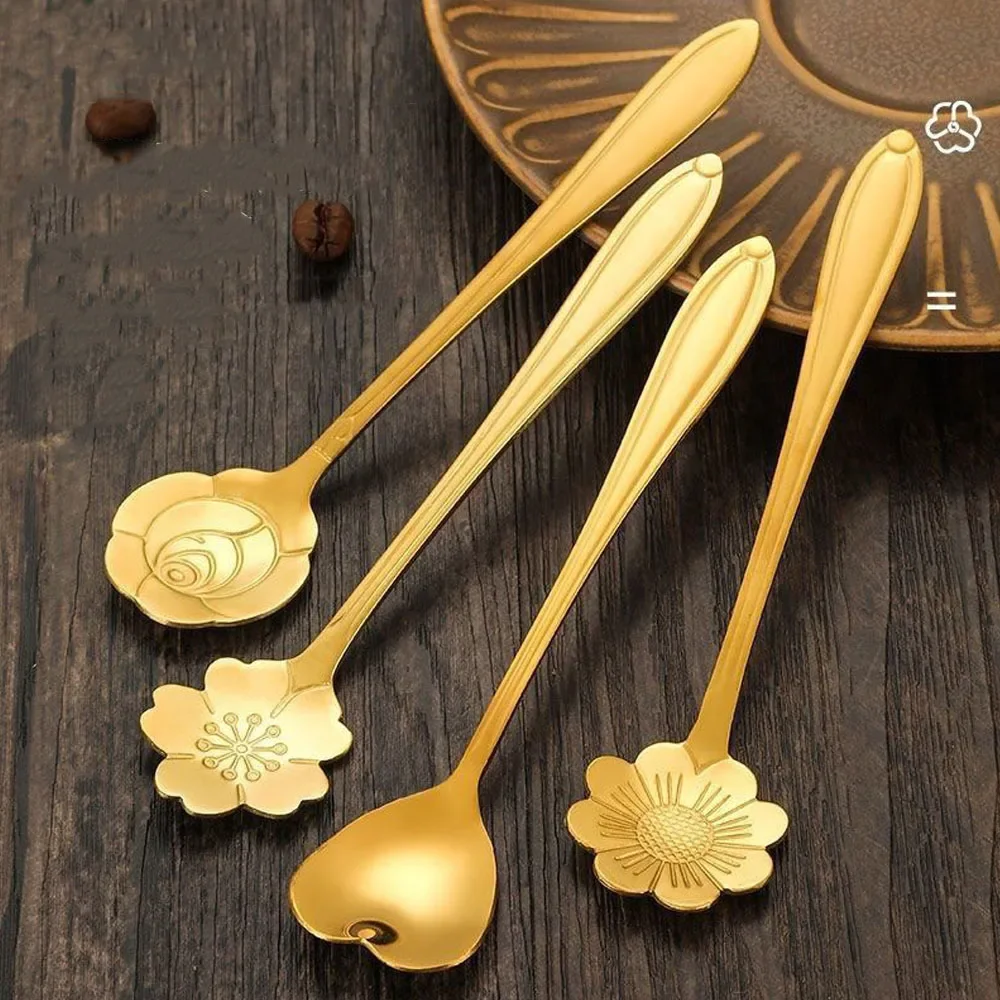 2/4pc Stainless Steel Heart Rose Flower Gold Scoop Coffee Spoon Gift Kitchen Dessert Dining Accessories Tableware Decoration Set
2/4pc Stainless Steel Heart Rose Flower Gold Scoop Coffee Spoon Gift Kitchen Dessert Dining Accessories Tableware Decoration Set