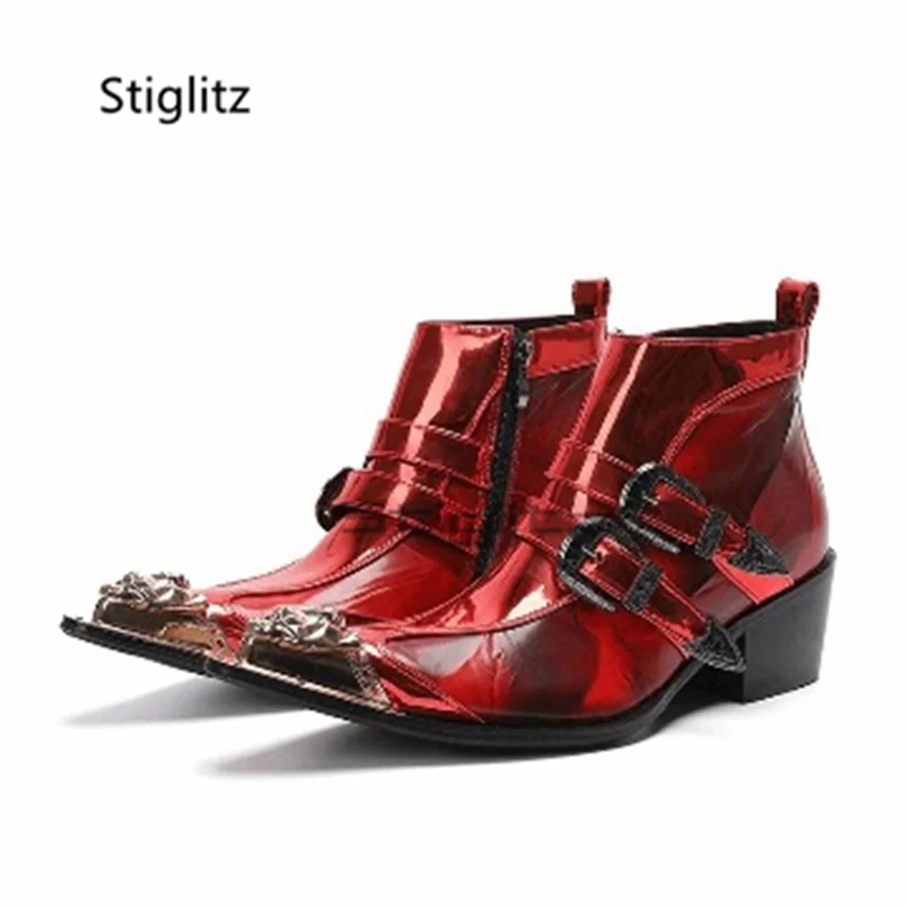 Red Belt Buckle Chelsea Boots for Men High Heels Patchwork Genuine Leather Metal Pointed Toe Ankle Boots Men's Wedding Shoes
Red Belt Buckle Chelsea Boots for Men High Heels Patchwork Genuine Leather Metal Pointed Toe Ankle Boots Men's Wedding Shoes
