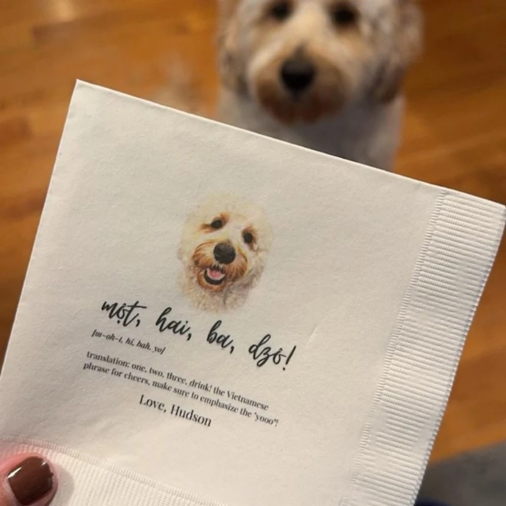 Custom Dog Wedding Napkins, Personalized Pet Cocktail Napkins, Cat Wedding Napkins, Custom Pet Portrait Bar Napkins, 50Pcs
Custom Dog Wedding Napkins, Personalized Pet Cocktail Napkins, Cat Wedding Napkins, Custom Pet Portrait Bar Napkins, 50Pcs