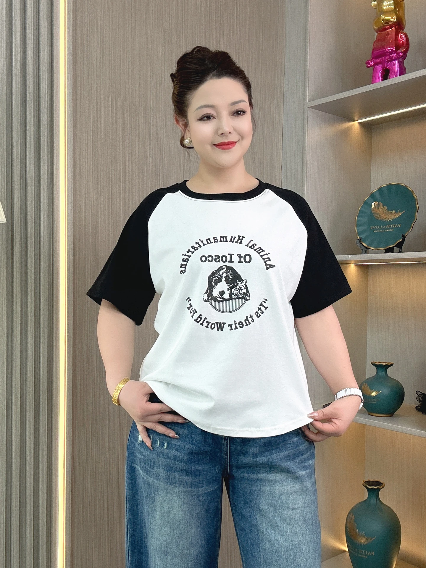 Color Block Shoulder Sleeve Print T-Shirt Women's plus Size Summer Casual Loose Slimming Short Sleeve Top for plus Size
Color Block Shoulder Sleeve Print T-Shirt Women's plus Size Summer Casual Loose Slimming Short Sleeve Top for plus Size