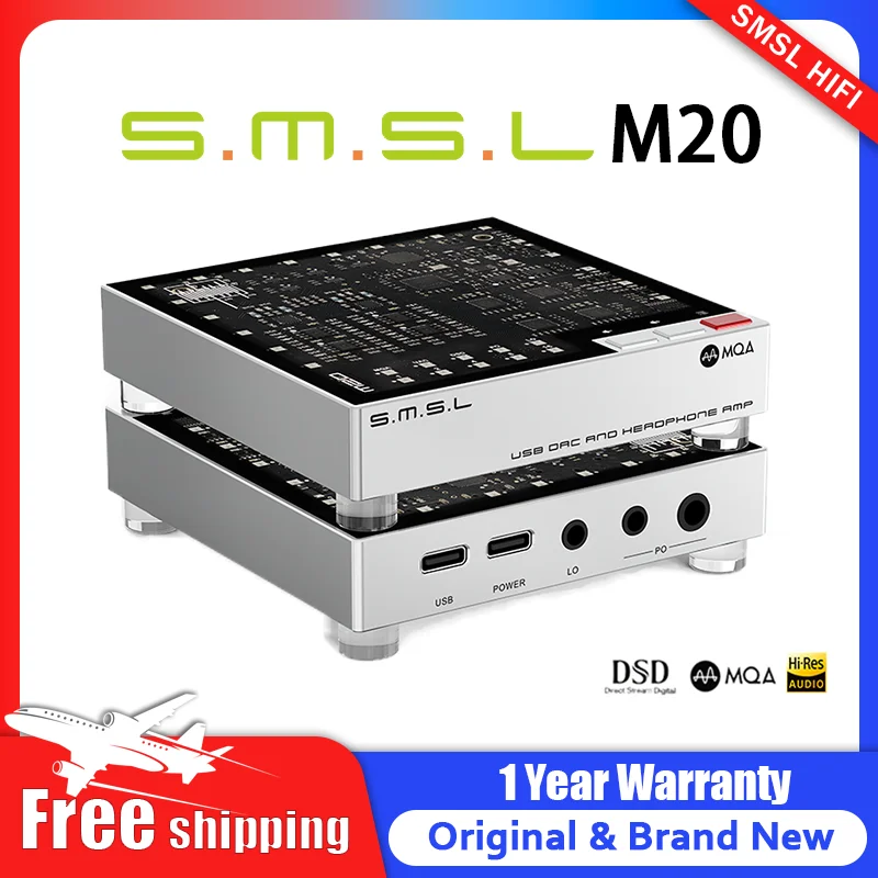 SMSL M20 Hi-Res Gaming Audio Decoder CS43131*4 TPA6120A2*2 Chip MQA XU316 DSD256 USB Input 3.5mm 4.4mm jack Headphone Amplifier
SMSL M20 Hi-Res Gaming Audio Decoder CS43131*4 TPA6120A2*2 Chip MQA XU316 DSD256 USB Input 3.5mm 4.4mm jack Headphone Amplifier