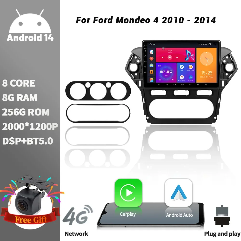 For Ford Mondeo 4 2010 - 2014 Android 14 Carplay Android Auto Radio Car Multimedia GPS CarPlay screen autoradio Navigation
For Ford Mondeo 4 2010 - 2014 Android 14 Carplay Android Auto Radio Car Multimedia GPS CarPlay screen autoradio Navigation