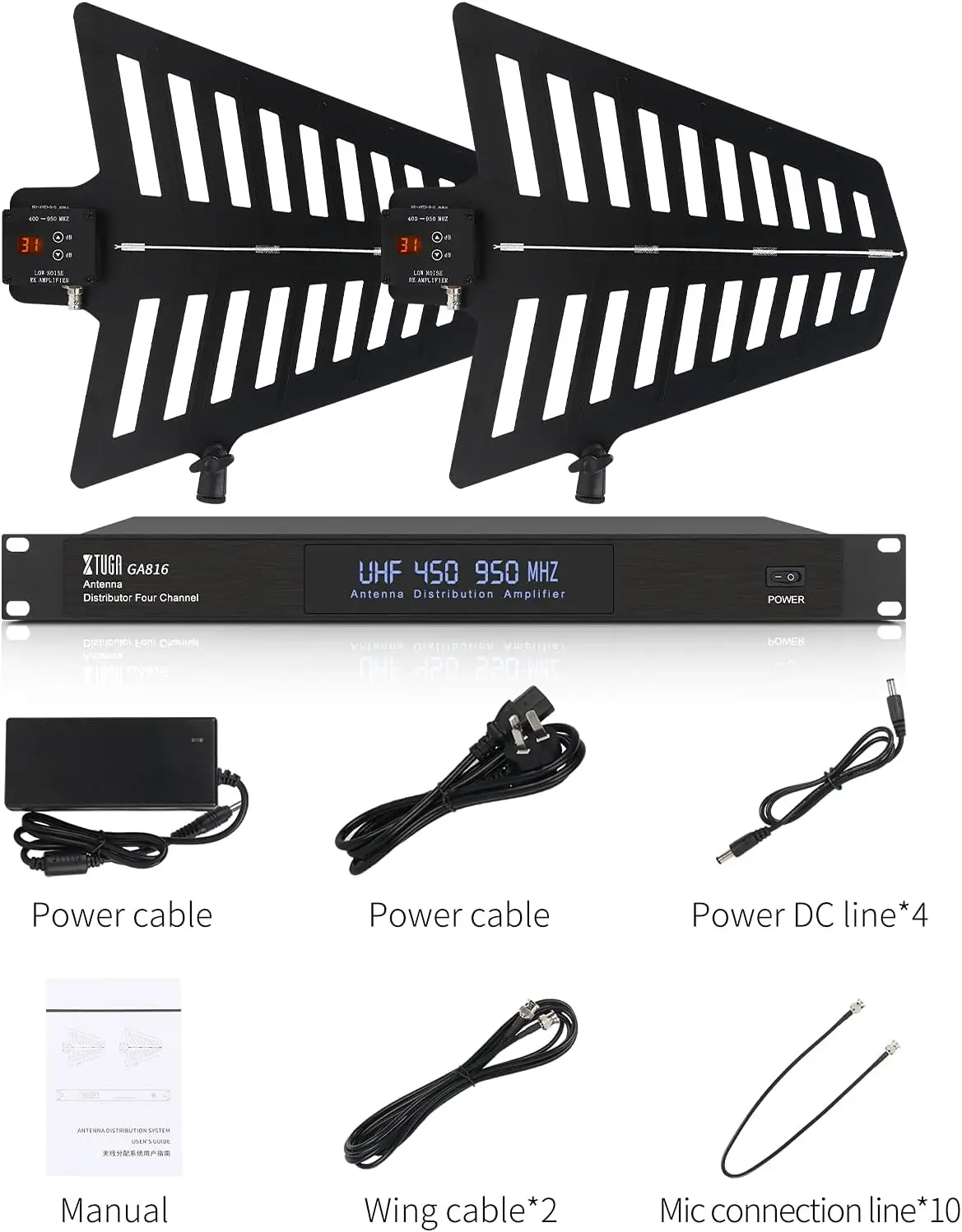 XTUGA GA816 10 Channels Antenna Amplifier UHF 400-950MHz Microphone Antenna Booster For Outdoor Wireless Microphone Systems
XTUGA GA816 10 Channels Antenna Amplifier UHF 400-950MHz Microphone Antenna Booster For Outdoor Wireless Microphone Systems