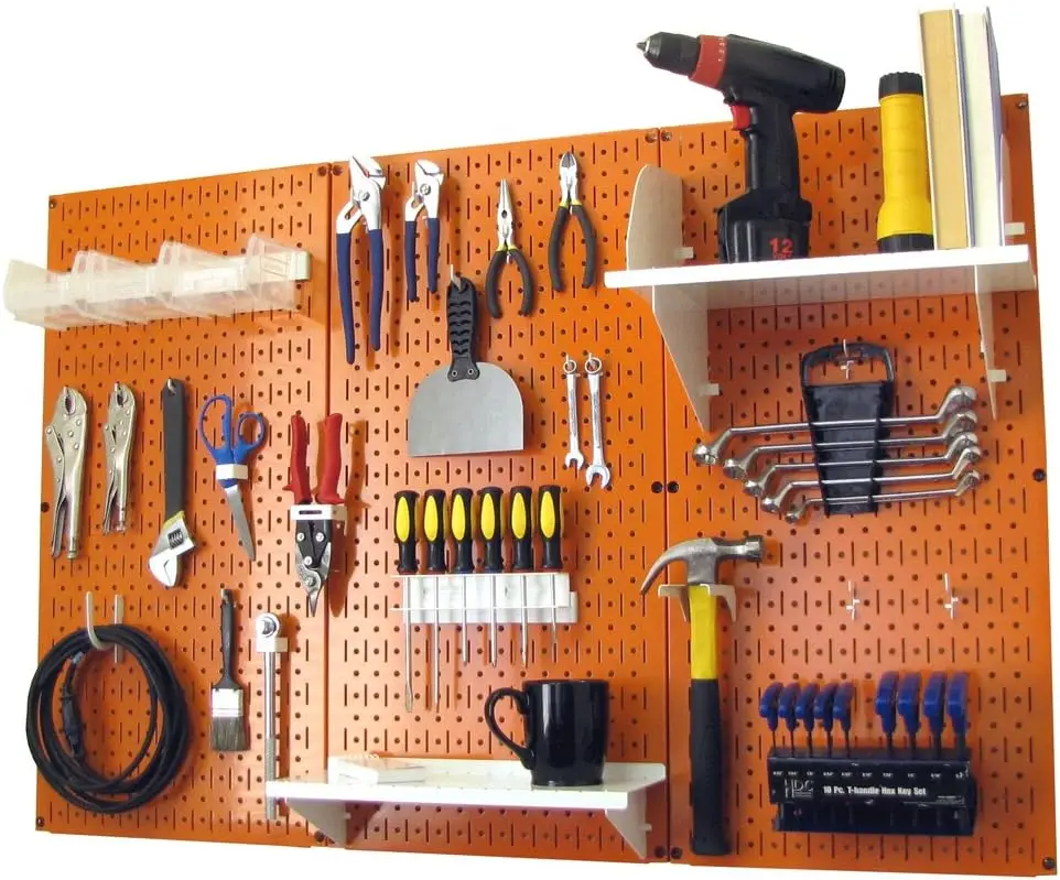Pegboard Organizer Wall Control 4 ft. Metal Pegboard Standard Tool Storage Kit with Orange Toolboard and White Accessories
Pegboard Organizer Wall Control 4 ft. Metal Pegboard Standard Tool Storage Kit with Orange Toolboard and White Accessories