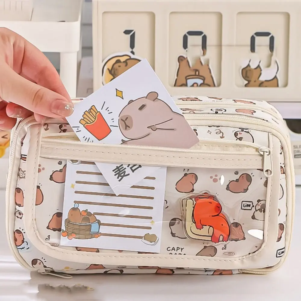 Multi Layer Capybara Stationery Bag Transparent Pocket Large Capacity Capibara Pencil Bag Black Cat Flip Cover Cartoon Pen Pouch
Multi Layer Capybara Stationery Bag Transparent Pocket Large Capacity Capibara Pencil Bag Black Cat Flip Cover Cartoon Pen Pouch