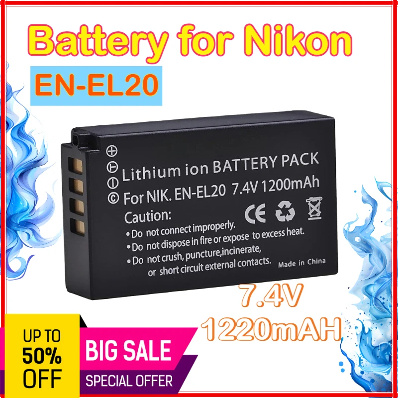 7.4V EN-EL20 EN EL20 ENEL20 Rechargeable Camera Battery for Nikon EN-EL20a 1 J1 J2 J3 S1 Nikon1 AW1 Digital Camera High Quality
7.4V EN-EL20 EN EL20 ENEL20 Rechargeable Camera Battery for Nikon EN-EL20a 1 J1 J2 J3 S1 Nikon1 AW1 Digital Camera High Quality