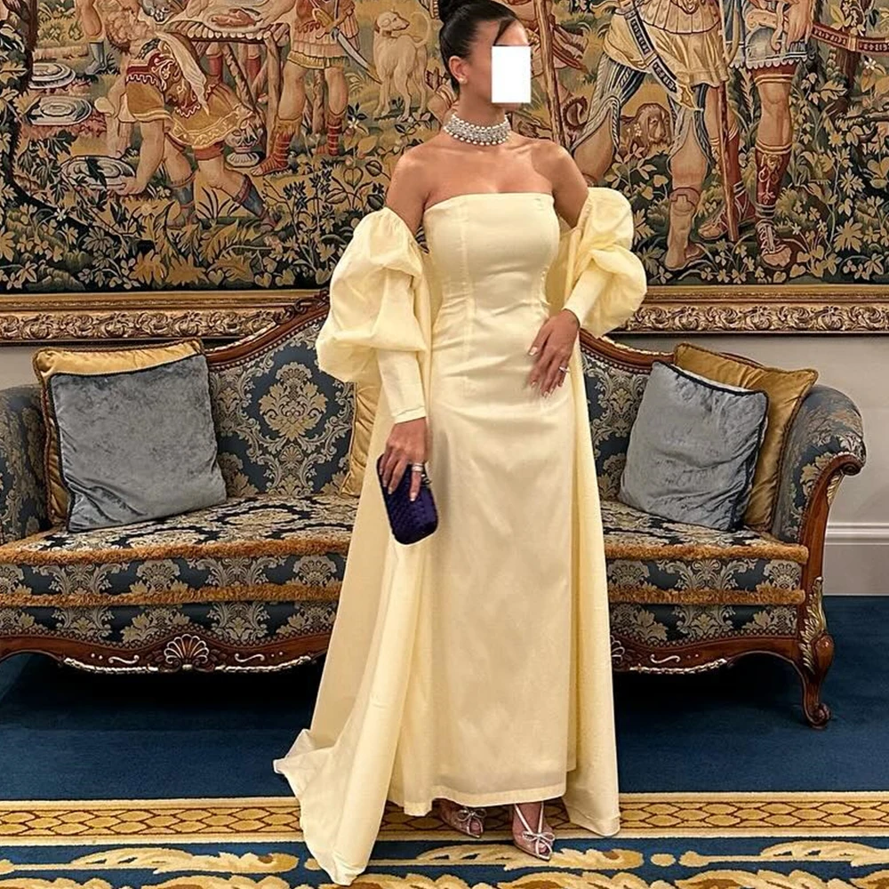 Off the Shoulder Straight Satin 3/4 Sleeves Tea Length Pleats Saudi Evening Dresses Fashion Sweep Train Party Gowns Formal 2024
Off the Shoulder Straight Satin 3/4 Sleeves Tea Length Pleats Saudi Evening Dresses Fashion Sweep Train Party Gowns Formal 2024