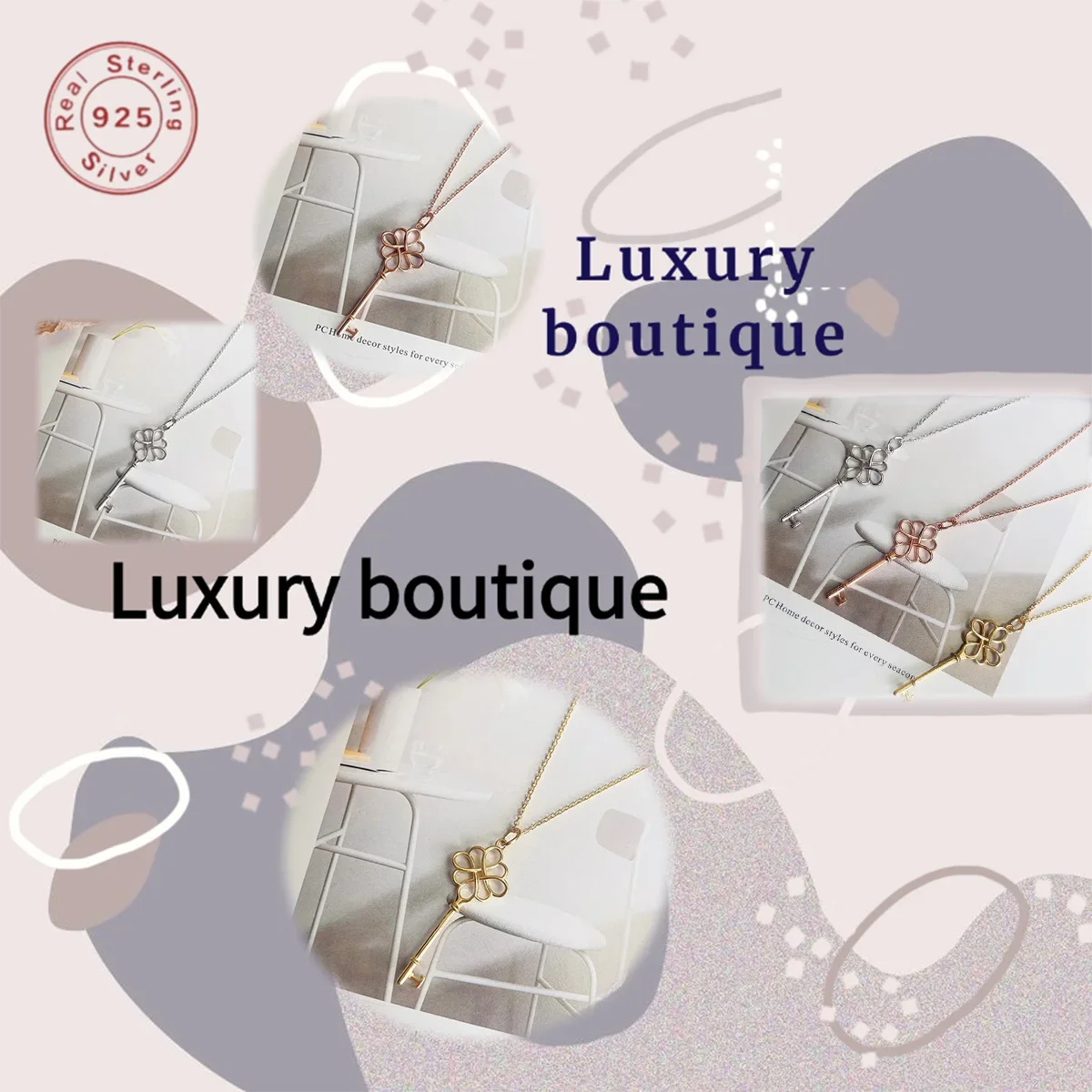 Pure silver S925 necklace, knot decoration, key design, women's noble luxury, elegance, couple's festival limited gift
Pure silver S925 necklace, knot decoration, key design, women's noble luxury, elegance, couple's festival limited gift