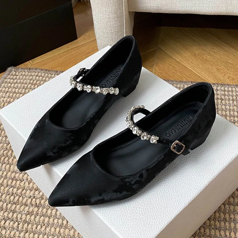 Роскошные дизайнерские туфли Мэри Джейн на плоской подошве со стразами и пряжкой, женские элегантные замшевые лоферы с острым носком, повседневные туфли на скрытом каблуке
Роскошные дизайнерские туфли Мэри Джейн на плоской подошве со стразами и пряжкой, женские элегантные замшевые лоферы с острым носком, повседневные туфли на скрытом каблуке