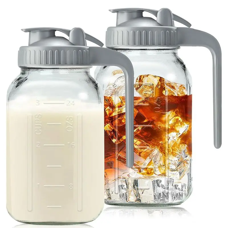 AB08-Glass Pitchers With Lid And Handle,32Oz,Wide Mouth Leak-Proof Glass Water Pitcher, Creamer Container For Cold Brew 2Pcs
AB08-Glass Pitchers With Lid And Handle,32Oz,Wide Mouth Leak-Proof Glass Water Pitcher, Creamer Container For Cold Brew 2Pcs