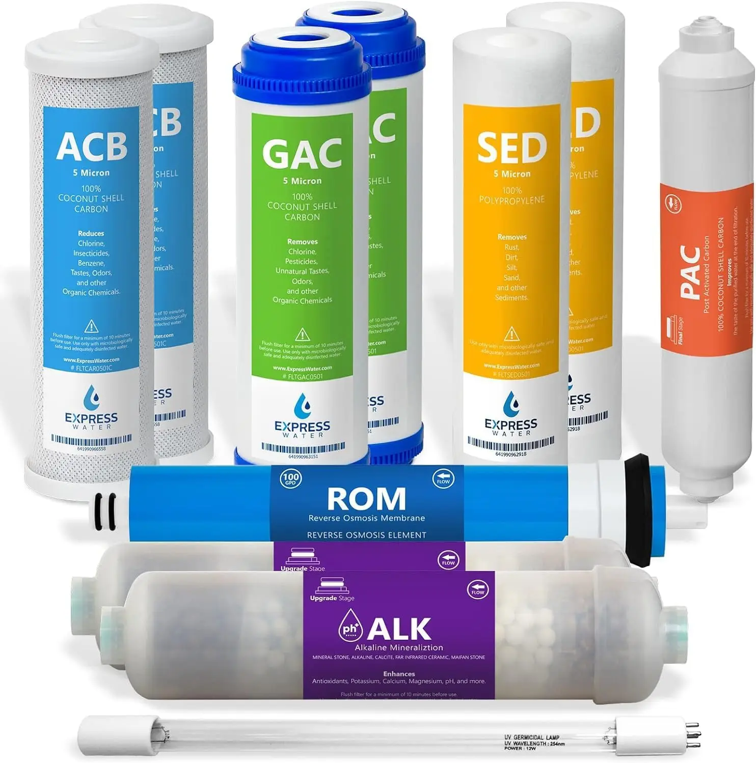 1 Year Reverse Osmosis System Filter Set – 11 Filters with 100 GPD RO Membrane, Carbon, Sediment, Alkaline & UV – 10 Inch Replacement Filters
1 Year Reverse Osmosis System Filter Set – 11 Filters with 100 GPD RO Membrane, Carbon, Sediment, Alkaline & UV – 10 Inch Replacement Filters