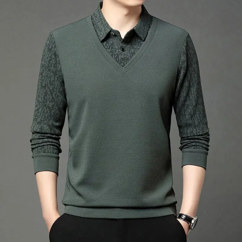 Fake Two Pieces Lapel T-shirts 2024 Spring Autumn Printed Stylish Patchwork Men's Clothing Casual Long Sleeve Button Polo Shirts
Fake Two Pieces Lapel T-shirts 2024 Spring Autumn Printed Stylish Patchwork Men's Clothing Casual Long Sleeve Button Polo Shirts