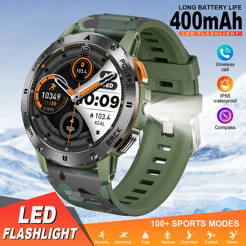 Мужские умные часы для занятий спортом на открытом воздухе, трекер сна, мониторинг сердечного ритма, светодиодный фонарик, компас, Bluetooth, водонепроницаемые умные часы с функцией звонков
Мужские умные часы для занятий спортом на открытом воздухе, трекер сна, мониторинг сердечного ритма, светодиодный фонарик, компас, Bluetooth, водонепроницаемые умные часы с функцией звонков