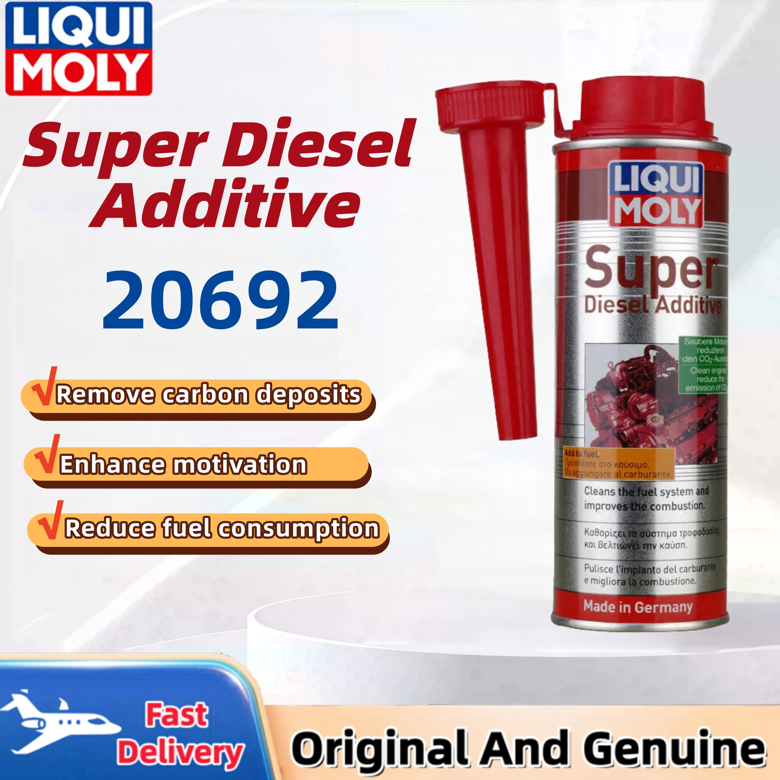LIQUI MOLY 20692 Super Diesel Fuel Additive 250ml Injector Cleaner Diesel Engine Deposit Remover System Cleaner
LIQUI MOLY 20692 Super Diesel Fuel Additive 250ml Injector Cleaner Diesel Engine Deposit Remover System Cleaner