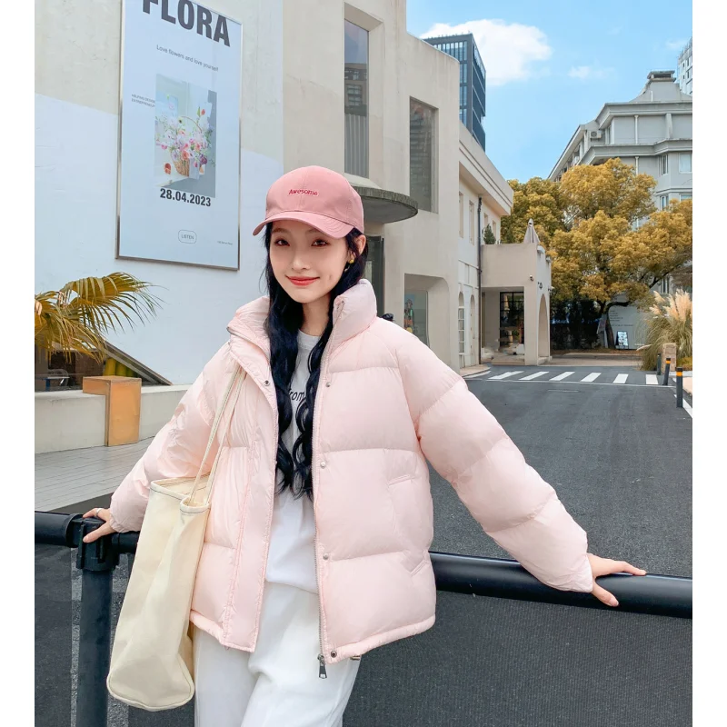 Pink Short Down Jacket Women Solid Stand Collar Fashion Y2K American Feather Duck Down Female Winter Clothing White Outwear
Pink Short Down Jacket Women Solid Stand Collar Fashion Y2K American Feather Duck Down Female Winter Clothing White Outwear