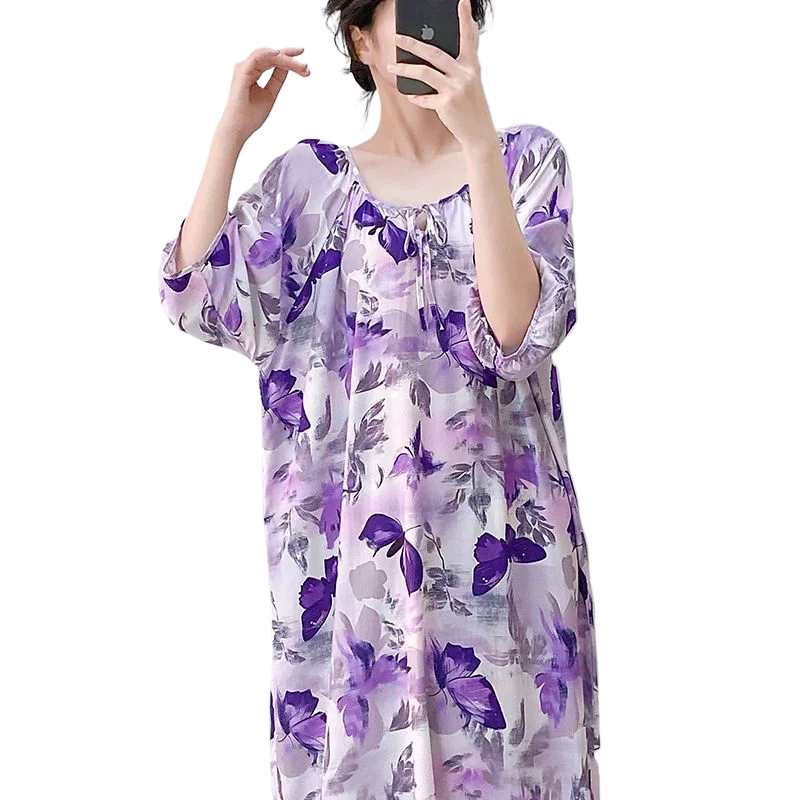 Large-size Maternity Dress Summer Medium-sleeved Long Dress Artificial Pajamas Women's Short-sleeved Cotton and Silk Nightgown
Large-size Maternity Dress Summer Medium-sleeved Long Dress Artificial Pajamas Women's Short-sleeved Cotton and Silk Nightgown